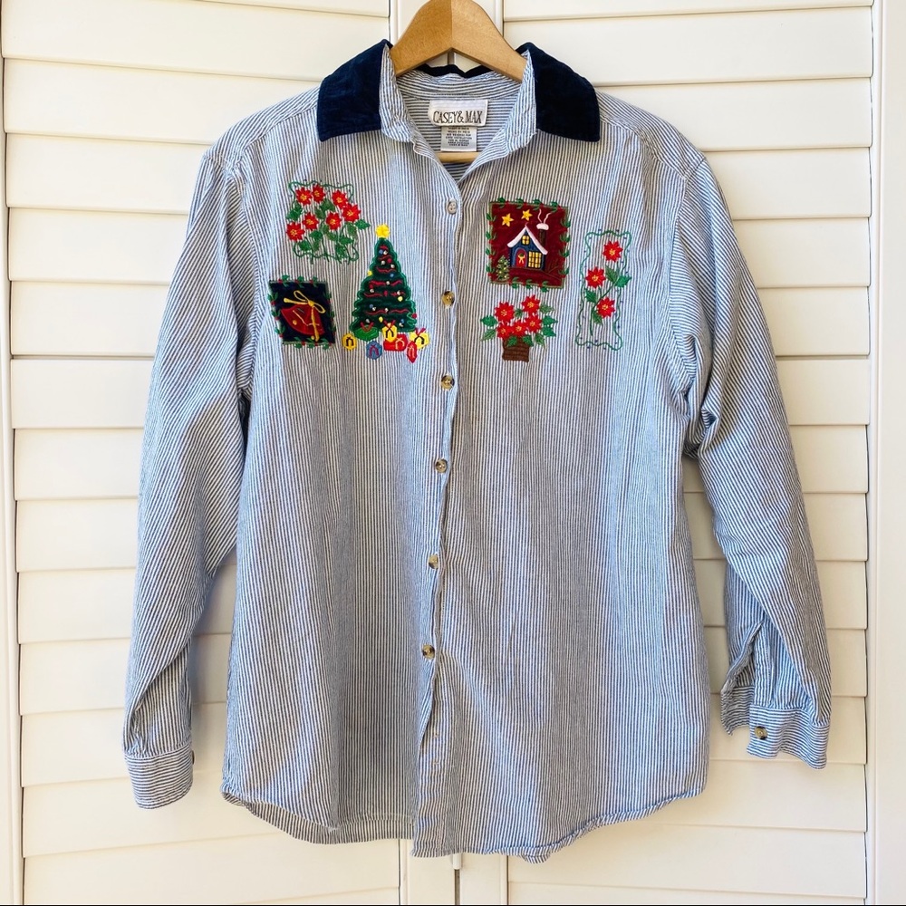 Vintage Christmas Casey & Max Button Down Blouse